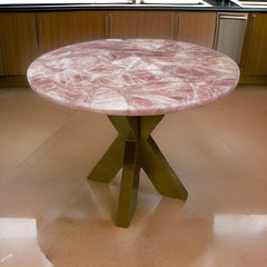 Rose Quartz Crystal Table - Luxury Gemstone Furniture - Elegant Home Décor Piece Unique Handicrafts IND