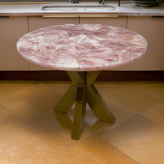 Rose Quartz Crystal Table - Luxury Gemstone Furniture - Elegant Home Décor Piece Unique Handicrafts IND