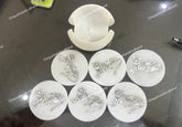 Marble Coaster Set with Tiger Inlay - Handmade Stone Drink Coasters with Holder - Mother of Pearl Art - Unique Gift for Him Unique Handicrafts IND