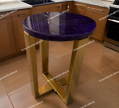Elegant Amethyst Stone Coffee Table With Stand – Luxury Gemstone Accent Table for Home & Office Unique Handicrafts IND