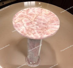 Rose Quartz Gemstone Table – Luxury Coffee, Side, Dining & Accent Table for Home Decor Unique Handicrafts IND
