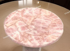Rose Quartz Gemstone Table – Luxury Coffee, Side, Dining & Accent Table for Home Decor Unique Handicrafts IND