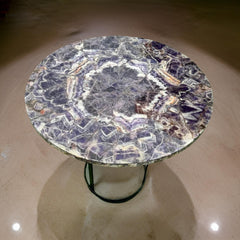 Elegant Amytshet Gemstone Tabletop – Handmade Stone Coffee/Dining/Bedside Table – Home & Office Decor Unique Handicrafts IND