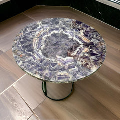 Elegant Amytshet Gemstone Tabletop – Handmade Stone Coffee/Dining/Bedside Table – Home & Office Decor Unique Handicrafts IND