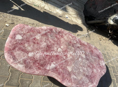 Buy Pink Rose Quartz Coffee Table Top,Abstract Coffee Table - Live Edge Handmade Stone Art - Natural Gemstone Table for Luxury Home Décor Unique Handicrafts IND
