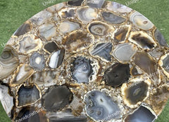 Handmade Agate Stone Coffee Table | Natural Gemstone Round Table | Luxury Accent Table | Unique Home Decor Furniture Unique Handicrafts IND