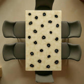 White Quartz & Black Agate Center Table – Handmade Stone Coffee Table, Modern Luxury Accent Furniture, Unique Home Decor Unique Handicrafts IND