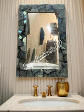 Handcrafted Labradorite Wall Mirror – Modern Decorative Mirror for Bathroom or Hallway, Natural Gemstone Inlay Home Decor Unique Handicrafts IND