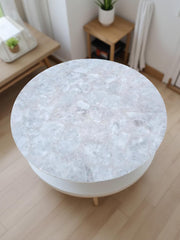 Antique White Quartz Round Table Top – Natural Stone Centerpiece – Quartz Desk or Coffee Table for Home Décor Unique Handicrafts IND