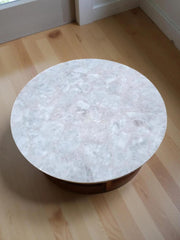Antique White Quartz Round Table Top – Natural Stone Centerpiece – Quartz Desk or Coffee Table for Home Décor Unique Handicrafts IND