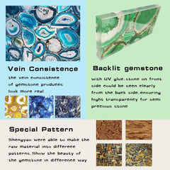 Green Agate Crystal Wall Mirror | Quartz Gemstone Mirror for Home & Office | Handmade Boho Wall Decor | Healing Stone Accent Mirror Gift Unique Handicrafts IND