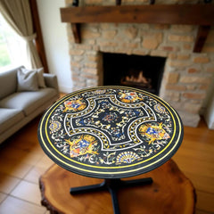 Black Marble Coffee Table | Contemporary Marble Furniture | Polished Stone Surface Modern Decor Unique Handicrafts IND