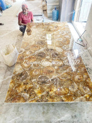 Luxury Petrified Wood Table – Agate Stone Countertop for Kitchen Island & Bar Counters Unique Handicrafts IND