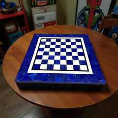 Luxury Lapis Lazuli Chess Set – Handmade Stone Inlay Board with Matching Chess Pieces Unique Handicrafts IND