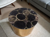 Black Agate Coffee Table – Agate Geode Side Table, Small Living Room Table, Crystal Tabletop, Natural Agate Decor Unique Handicrafts IND