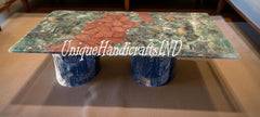 Green Agate Center Table – Modern Geode Dining Table, Natural Stone Living Room Table, Agate Side Table, Dining Room Decor Unique Handicrafts IND
