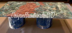 Green Agate Center Table – Modern Geode Dining Table, Natural Stone Living Room Table, Agate Side Table, Dining Room Decor Unique Handicrafts IND