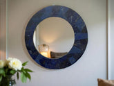 Lapis Lazuli Wall Hanging Mirror – Handmade Crystal Mirror for Home Decor, Living Room Accent, Natural Stone Wall Art Unique Handicrafts IND