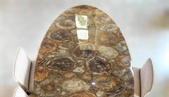 Oval Petrified Wood Dining Table – Handmade Center Table / Conference Table – Natural Stone Furniture for Home & Office Decor Unique Handicrafts IND