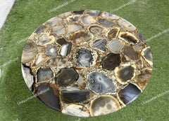 Handmade Agate Stone Coffee Table | Natural Gemstone Round Table | Luxury Accent Table | Unique Home Decor Furniture Unique Handicrafts IND