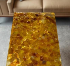 Gemstone Yellow Agate Stone Coffee Table – Rectangle Console or Countertop Slab Unique Handicrafts IND