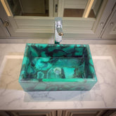 Natural Green Agate Sink – Quartz Stone Wash Basin for Kitchen or Bathroom decor Unique Handicrafts IND