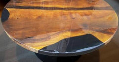 Black Epoxy Coffee Table – Round Wood Resin Table – Handmade Modern Wooden Furniture – Rustic Living Room Decor Unique Handicrafts IND