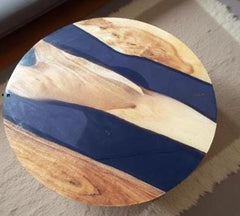 Black Epoxy Resin Round Table – Handmade Wood Furniture – Modern Home Decor – Rustic Coffee Table – Custom Resin Tabletop Unique Handicrafts IND