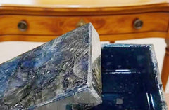 Blue Labradorite Gemstone Jewelry Box – Large Stone Keepsake Box for Ashes, Healing, Memorial Gift Unique Handicrafts IND