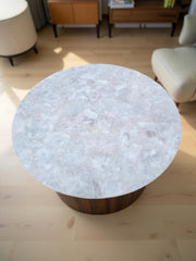 Antique White Quartz Round Table Top – Natural Stone Centerpiece – Quartz Desk or Coffee Table for Home Décor Unique Handicrafts IND