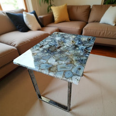 Gray Agate Stone Coffee Table – Kitchen Island Countertop Slab | Natural Stone Home Decor | Handmade Unique Furniture Unique Handicrafts IND