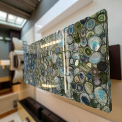 Custom Blue & Green Agate Table Top – Stone Slab for Coffee, Dining and Kitchen Countertops Unique Handicrafts IND