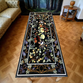 Handmade Pietra Dura Coffee Table – Black Marble with Lapis Lazuli & Semi-Precious Bird Design Unique Handicrafts IND