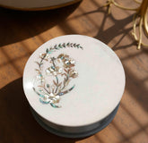 White Marble Coffee Table Top – Pietra Dura Mother of Pearls Floral Inlay Art Handmade Furniture For Home & Garden Decor Unique Handicrafts IND