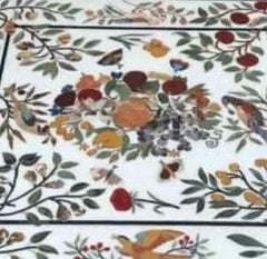 Luxury White Marble Square Table – Pietra Dura Semi-Precious Inlay Furniture Unique Handicrafts IND