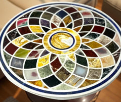 Luxury White Marble Coffee Table – Pietra Dura Mosaic Inlay Semi-Precious Stone Art Unique Handicrafts IND