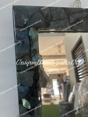 Labradorite Bathroom Mirror / Stunning Rectangle Wall Hanging Gemstone Mirror Home Decor Gift For Her Unique Handicrafts IND