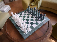 Exotic Green Jade Chess Set – Handmade Marble Chess Board with Pieces – Collectible Stone Game Set – Unique Gift for Him Unique Handicrafts IND