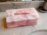 Rose Quartz Tissue Box – Handmade Stone Tissue Holder – Luxury Bathroom Décor & Vanity Accessories Unique Handicrafts IND