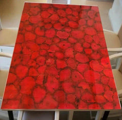 Red Agate Center Dining Table – Handmade Gemstone Stone Art Furniture – Unique Home Decor Unique Handicrafts IND