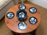 Black Marble Coaster Set Handmade | Mother of Pearl Inlay Floral Art Gift for Him, Father's Day & Home Decor Unique Handicrafts IND