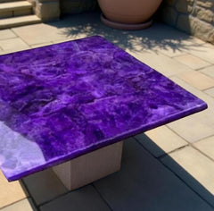 Purple Amethyst Agate Center Table – Natural Stone Coffee Table for Modern Homes Unique Handicrafts IND