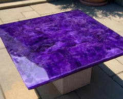 Purple Amethyst Agate Center Table – Natural Stone Coffee Table for Modern Homes Unique Handicrafts IND