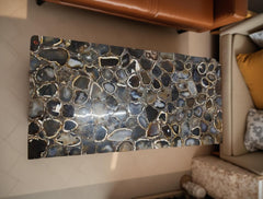 Brown Agate Coffee Table Natural Stone Top Modern Living Room Accent Furniture Unique Handicrafts IND