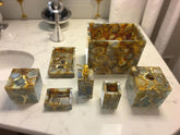 Natural Brown Agate Bathroom Set – Luxury Agate Bathroom Accessories, Soap Dispenser, Tissue Box, Tray, Elegant Home Decor Unique Handicrafts IND