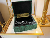 Malachite Green Marble Jewelry Box – Handmade Stone Keepsake Box, Decorative Accent Gift for Her, Made in India Unique Handicrafts IND