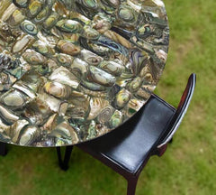 Paua Shell Coffee Table, Mosaic Inlay Stone Art, Precious Stone Tabletop, Handmade Garden Decor, Interior Accent Furniture Unique Handicrafts IND