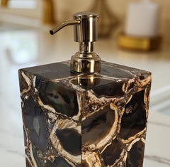 Luxury Agate Stone Soap Pump | Natural Gemstone Bathroom Bottle | Handmade Gift for Her or Him Unique Handicrafts IND