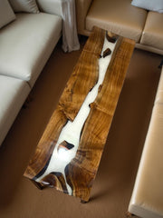 dining room table, Farm House Table , Epoxy Resin River Table – Handmade Wood and White Resin Arts Gift For Him Unique Handicrafts IND