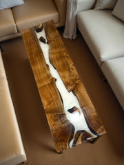 dining room table, Farm House Table , Epoxy Resin River Table – Handmade Wood and White Resin Arts Gift For Him Unique Handicrafts IND
